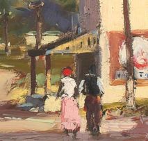 Adriaan Boshoff; Two Figures Strolling by the Local Store