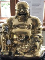A large Chinese brass figure of Pu-Tai, late 19th century