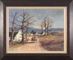 Christiaan Nice; Donkey Cart on a Country Road