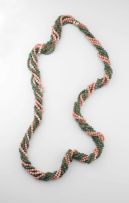 Coral and jadeite bead necklace
