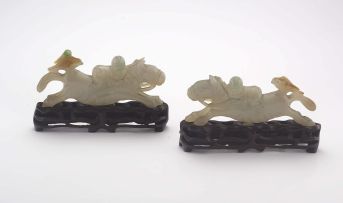 A pair of Chinese jade figures of horses