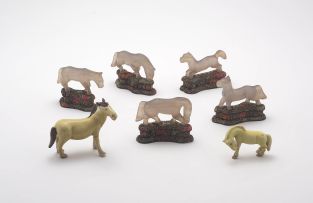 A set of five Chinese agate figures of ponies