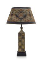 A patinated brass table lamp, 1970s