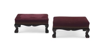 A pair of South African imbuia foot stools, 20th century