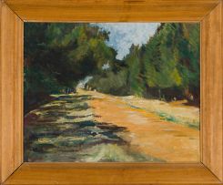 Florence Zerffi; Landscape with Tree-lined Road