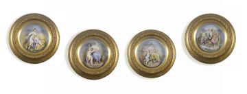 A set of four Continental biscuit porcelain plaques, late 19th century