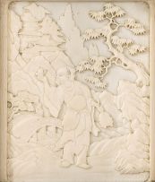 A pair of Chinese carved ivory panels, Qing Dynasty, late 19th century