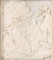 A pair of Chinese carved ivory panels, Qing Dynasty, late 19th century