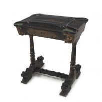 A Chinese export gilt and black japanned work table, 19th century