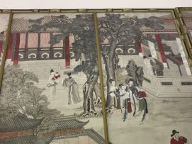 A set of ten large Chinese ink and colour on paper scroll panels, Qing Dynasty, 19th century