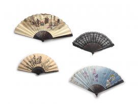 A French tortoiseshell and fabric fan, late 19th/early 20th century