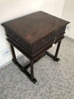 An oak deeds box-on-stand, 19th/20th century