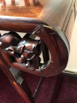 A pair of Chinese Export hardwood and burlwood side tables