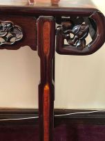 A pair of Chinese Export hardwood and burlwood side tables