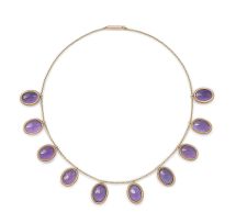 Amethyst and gold fringe necklace