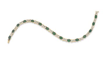 Emerald and diamond gold bracelet