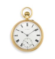 18ct gold open face keyless lever pocket watch, Baume & Co, AB, London 1902