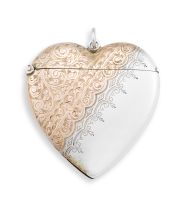 A late Victorian silver and gold heart-shaped vesta case, Birmingham 1897