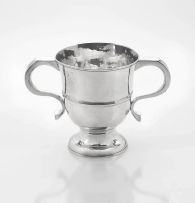 A George II silver two-handled loving cup, town and maker's marks rubbed, 1746