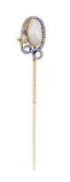 Victorian enamel and blister pearl stickpin