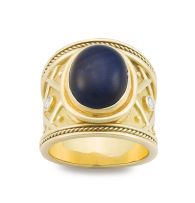 Blue-sapphire and diamond ring