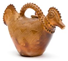 A Rorke's Drift stoneware bird-shaped vessel