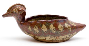 A Rorke's Drift stoneware bird-shaped bowl