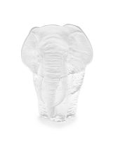 A Royal Krona Swedish frosted lead crystal figure of an elephant, modern