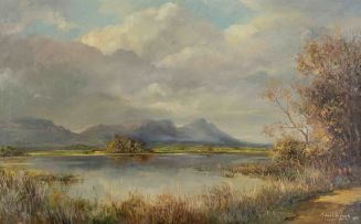 Gabriel de Jongh; Landscape with River and Mountains