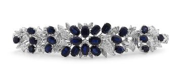Blue-sapphire and diamond bracelet