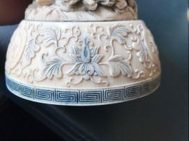 A Chinese carved ivory two-handled vase and cover, 20th century