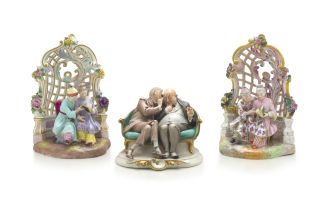 A pair of German 'chinoiserie' figural groups, late 19th century