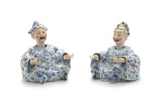 A pair of German nodding 'pagoda' figures, after the Meissen original, late 19th century