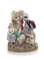 A Meissen allegorical figural group of 'Learning', late 19th century