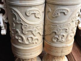 A Chinese ivory 'champion' vase and cover
