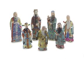 An assembled group of seven Chinese Immortals, 20th century