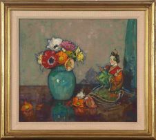 John Henry Amshewitz; Still Life with Vase of Flowers and Figurine