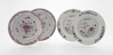 A pair of Chinese famille-rose dishes, Qianlong period, 1736-1795