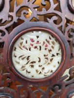 A Chinese hardwood and jade table screen, Qing Dynasty, late 19th century