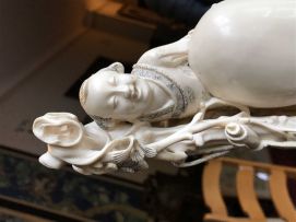 A large Chinese ivory carving of Shou-lao, Qing Dynasty, late 19th/early 20th century