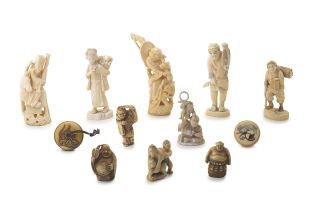 A miscellaneous collection of Chinese and Japanese ivories, 19th/20th century