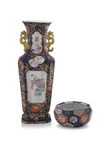 A Staffordshire 'chinoiserie' two-handled vase, 19th century