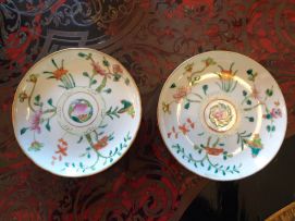 A miscellaneous group of Chinese famille-rose bowls, saucers and pedestal dishes, late 19th/early 20th century