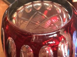 A pair of overlaid ruby-red cut-glass vases, Belgium, first half 20th century