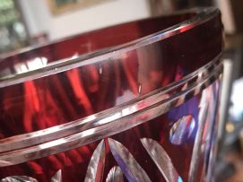 A pair of overlaid ruby-red cut-glass vases, Belgium, first half 20th century