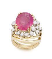 Pink tourmaline and diamond dress ring
