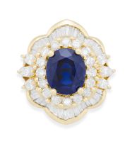 Blue-sapphire and diamond dress ring