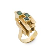Green-tourmaline and gold ring, 1970s