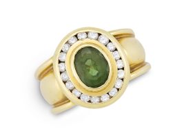Green tourmaline and diamond ring, Charles Greig