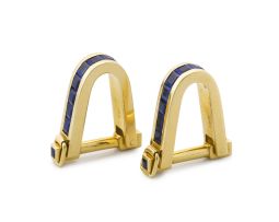 Pair of sapphire and gold cufflinks
